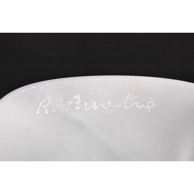 Transparent 14” Renato Anatra Murano Glass Candlesticks – Signed Pair –Satinato Finish For Sale - Image 8 of 8