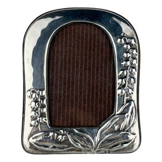 Mid-Century Italian Sterling Silver Photo Frame with Lily of the Valley Motif, 1950s For Sale