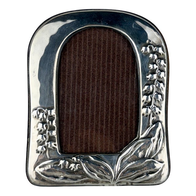 Mid-Century Italian Sterling Silver Photo Frame with Lily of the Valley Motif, 1950s For Sale