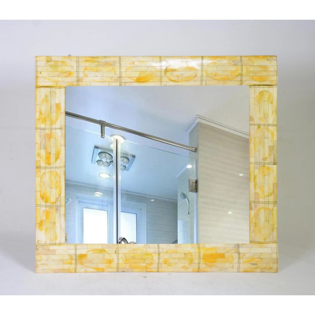 Vintage Mirror With Decorative Frame of Beef Bone Slices For Sale - Image 9 of 9