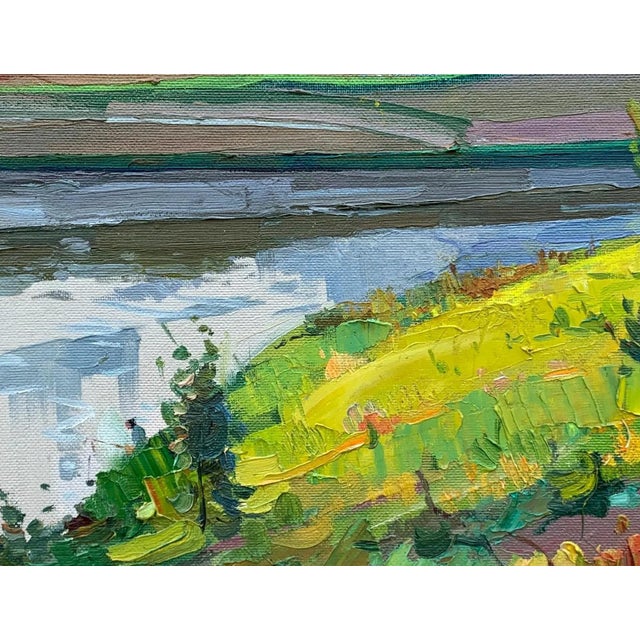 River Painting Landscape Antique Oil Painting Original Socialist Realism Soviet Art Ukrainian Artist Osenniy m.s. 55-72 1970s For Sale - Image 6 of 6
