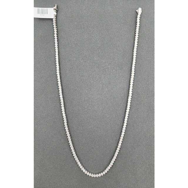 Modern 11.21 Ct 3-Prong Diamond Tennis Necklace For Sale - Image 3 of 9