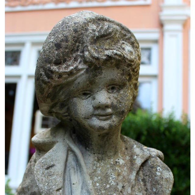 Mid 20th Century Mid-20th Century English Cast Stone Garden Fountain Statue For Sale - Image 5 of 5