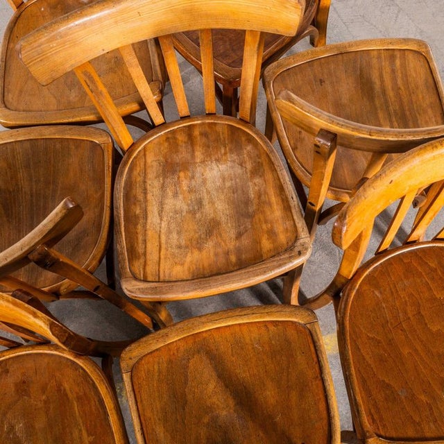 Honey Oak Bentwood Grill Back Dining Chairs from Luterma, 1950s, Set of 8 For Sale - Image 3 of 7