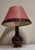 Vintage Table Lamp with a Brown Porcelain Base on a Brass Finish with a Handmade Faux Leather Lampshade from Lamplove, 1970s For Sale - Image 6 of 9