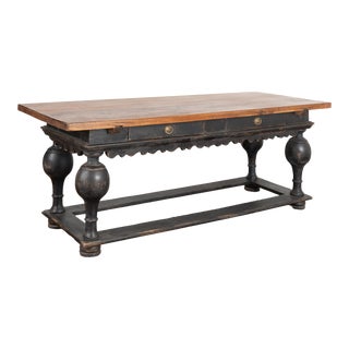 Black Oak Library Refectory Table, Denmark Circa 1840-60 For Sale