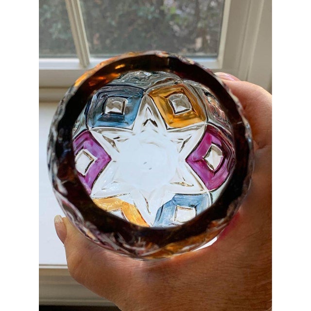 Vintage Mid-Century Bohemian Multicolor Faceted Art Glass Vase, 1960s For Sale - Image 9 of 14