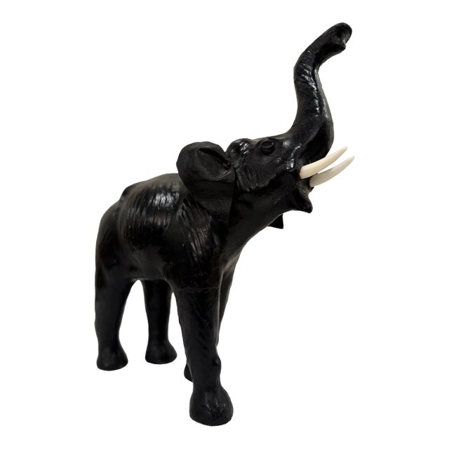 Vintage Large Leather Elephant Sculpture For Sale