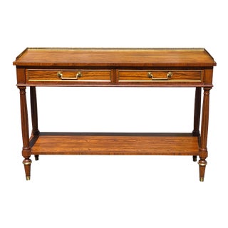 Late 20th Century Vintage Rosewood French Directoire Style Console Table by Baker - Brass Gallery For Sale