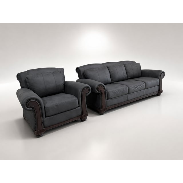 Loom Shadow Heritage Black Leather Sofa For Sale - Image 11 of 12