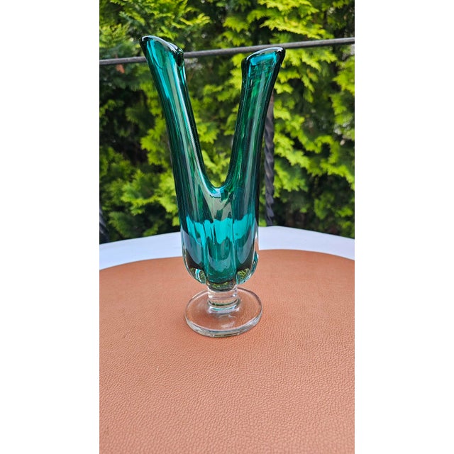 Vintage double glass vase, Murano, dimensions: height 25 cm, base diameter 7.7 cm, top width 11.3 cm.