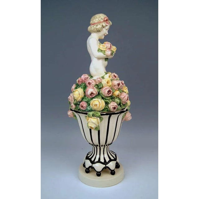 Art Nouveau Cherub Figurine on Bowl Lid by Carl Klimt, 1910s For Sale - Image 3 of 10