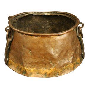 Circa 1900 English Arts & Crafts Copper & Iron Cauldron