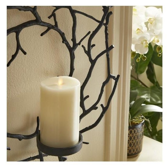 Contemporary Branch Black Metal Circular Wall Candleholder For Sale - Image 3 of 5