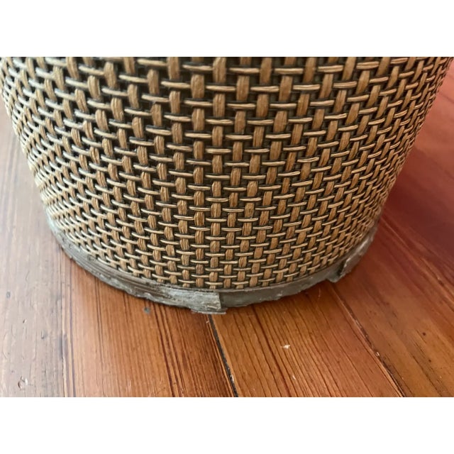 Taupe 1960s Mid-Century Modern Cylinder Shaped Woven Planters in Taupe- A Pair For Sale - Image 8 of 9