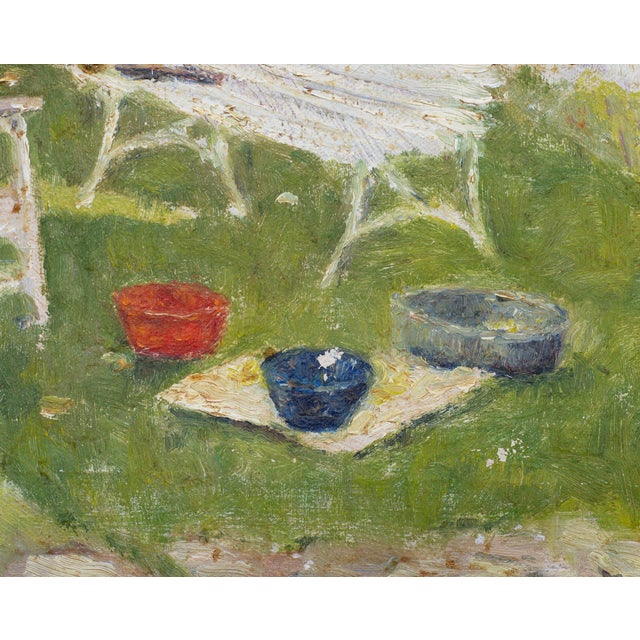 Mid-Century Impressionist Summer Garden Oil Canvas Painting For Sale - Image 10 of 18