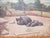 Antique American oil on board painting of resting pigs, c.1900 A fun painting of a sow with her sleeping piglets in a farm...