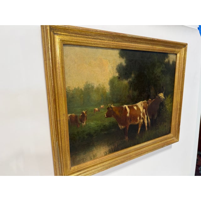 French Country 19th Century, Circle of Henry William Banks Davis r.a "Cattle in Pasture" For Sale - Image 3 of 11
