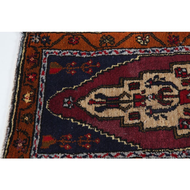 Vintage Turkish Rug – Red Medallion, Floral Borders, Hand-Knotted Wool -1' 5'' X 2' 9'' For Sale - Image 12 of 13