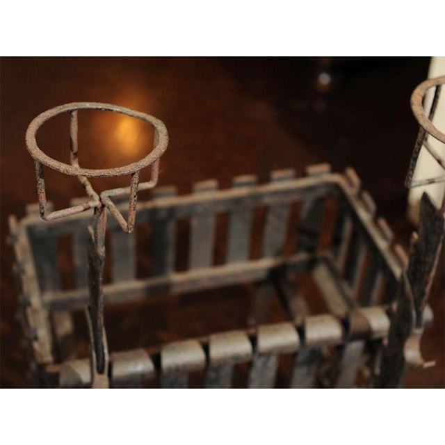 Mid 19th Century 1880 English Iron Firedogs With Log Basket For Sale - Image 5 of 7