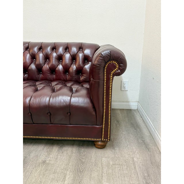 Oxblood Red Leather Chesterfield Sofa For Sale - Image 11 of 11