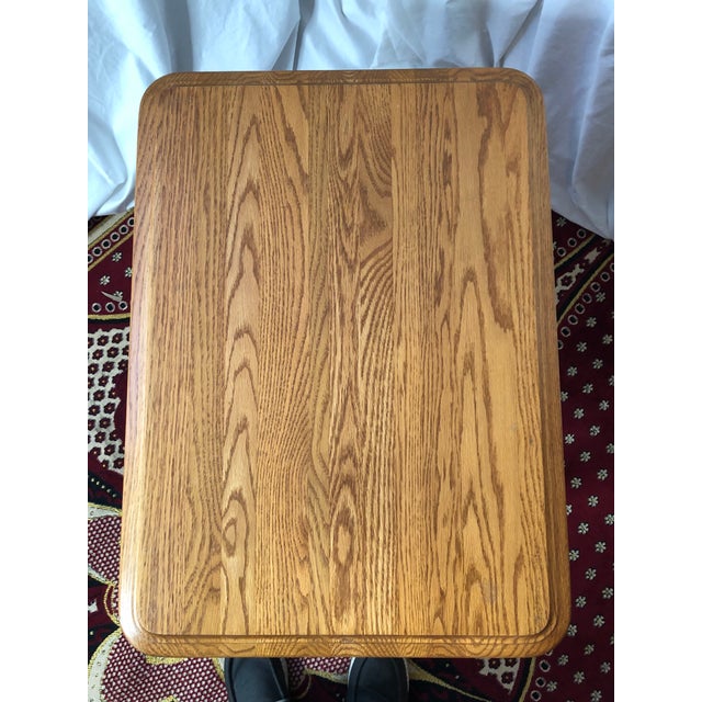 Vintage Colonial Revival Solid Oak End Table With Queen Anne Legs For Sale - Image 12 of 12