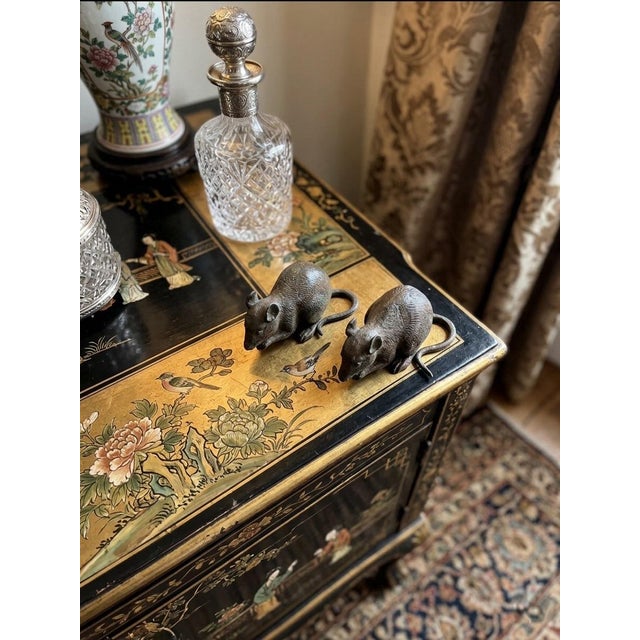 Verdigris Whimsical Pair of Miniature Verdigris Bronze Mice Sculptures - a Pair For Sale - Image 8 of 11
