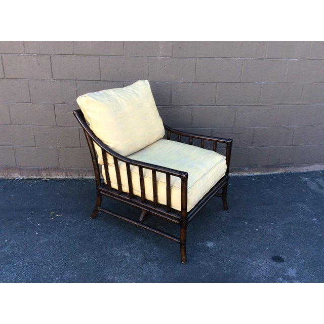Bamboo Chair With Linen Cushions Chairish