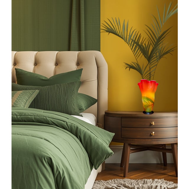 Murano Sunburst of Colors Art Glass Fazzoletto Vase For Sale - Image 11 of 18