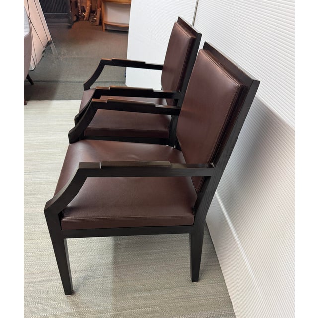 1990s Christian Liaigre Fauteuils Neoclassical Arm Chairs, Pair For Sale - Image 5 of 12