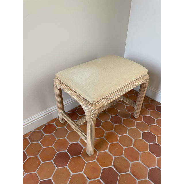 Vintage American Drew Pencil Reed Ribbon Footstool For Sale - Image 9 of 9