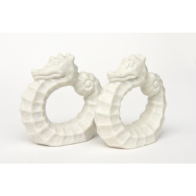Vintage Coastal Porcelain Seahorse Napkin Rings, 1950's, Set of Six For Sale In Miami - Image 6 of 10