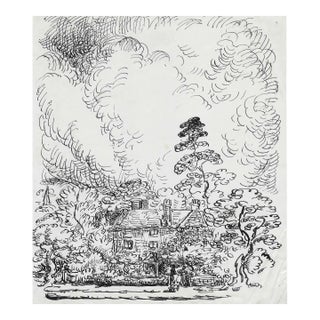 Harold Hope Read English Country House Drawing For Sale