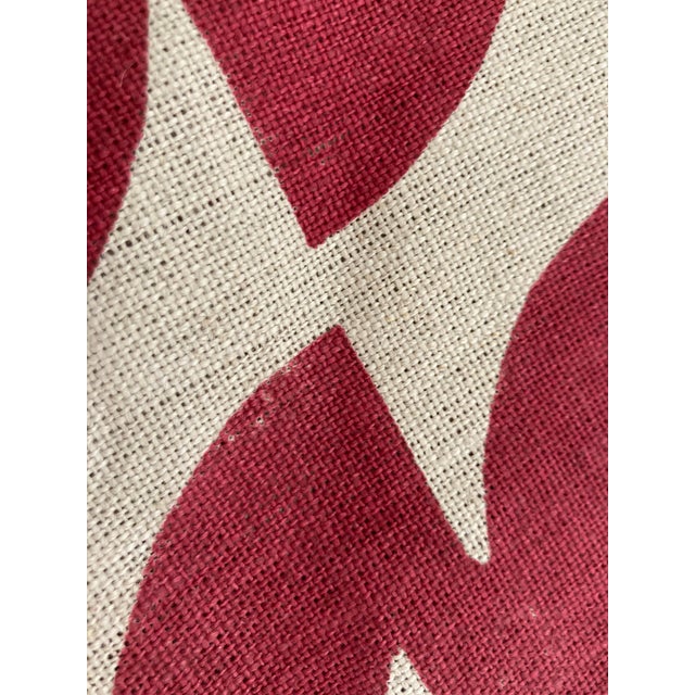 Contemporary Molly Mahon "Luna" Linen Block Print Runner in Cranberry For Sale - Image 3 of 4