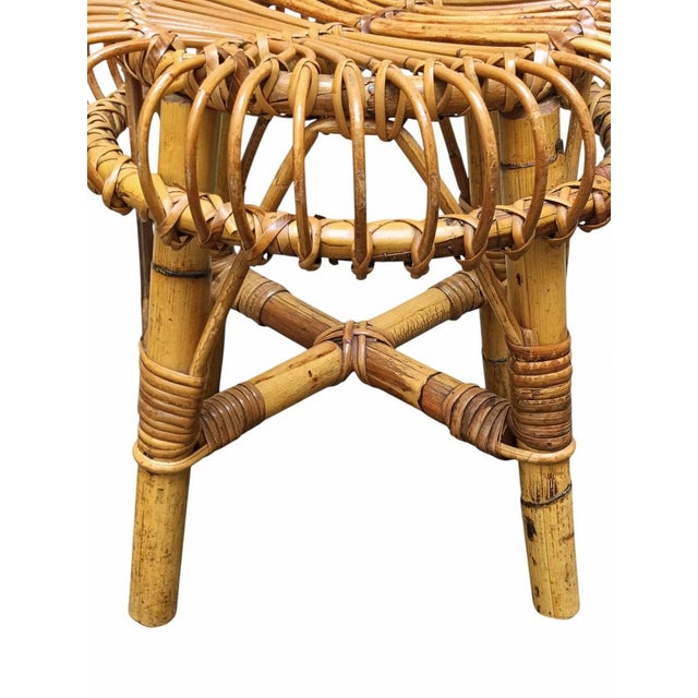 Bamboo and Rattan Circular Stool attributed to Franco Albini, Italy, 1960s For Sale - Image 6 of 8