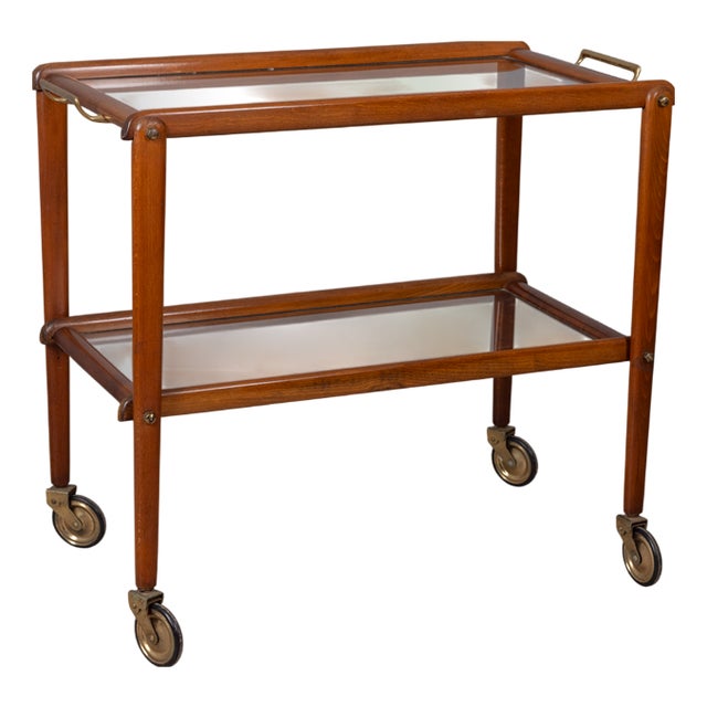 Vintage Italian Wood and Glass Food Trolley, 1960s For Sale