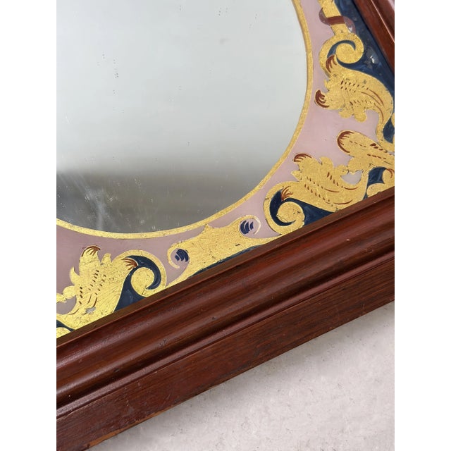Antique Reverse Painted Glass Mat Framed Mirror, Circa Early 20th Century For Sale - Image 15 of 18