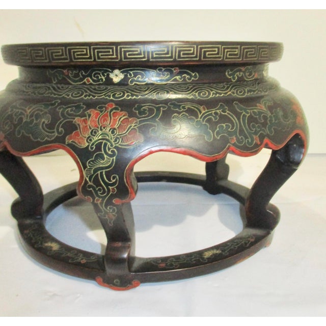 Chinese Chinese Enameled Wooden Vase Stand Circa 50s For Sale - Image 3 of 15
