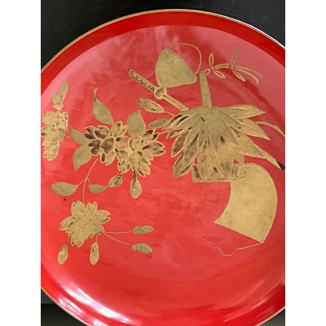 Black Set of Four Japanese Maki-e Lacquered Pedestal Dishes For Sale - Image 8 of 9