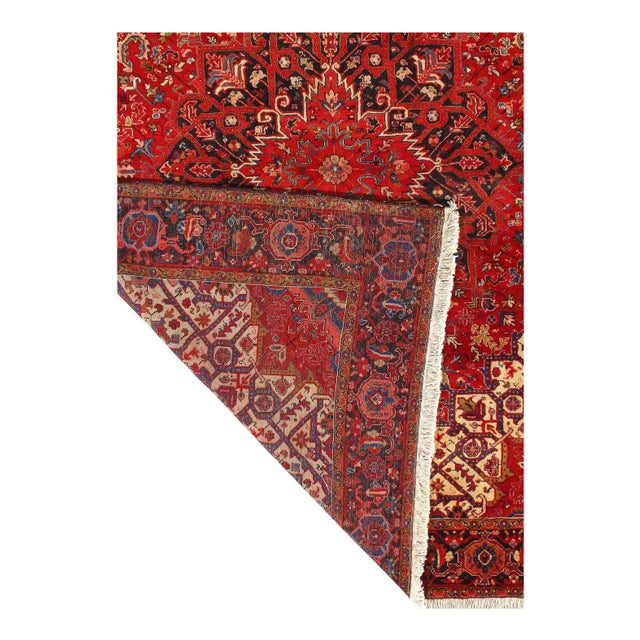 Red Color Persian Vintage Heriz 10' X 12'8'' For Sale - Image 4 of 6