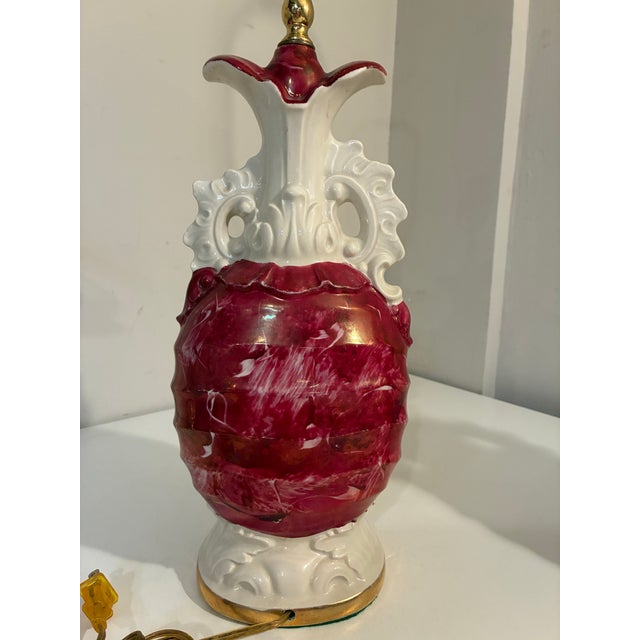 Vintage French Hand Painted Floral Table Lamps - A Pair For Sale - Image 9 of 12