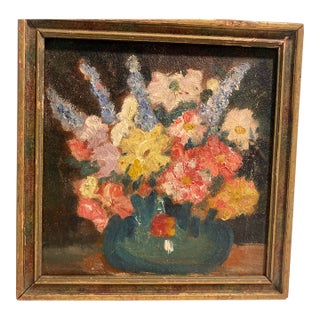 Vintage Flower Painting Assorted Flowers Signed For Sale