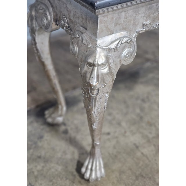 Late 19th Century Antique Silver Gilt Lion Mask With Lion Legs W Paw and Claw Feet Console Table For Sale - Image 5 of 10