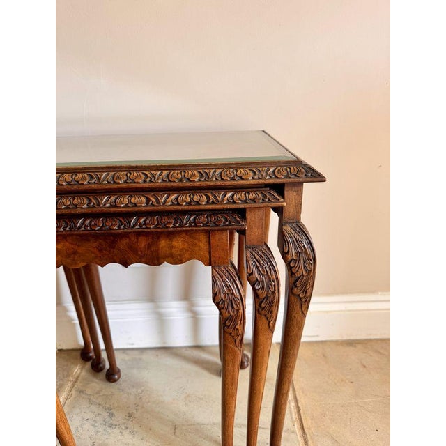 Vintage Walnut Nesting Tables, 1920, Set of 3 For Sale - Image 4 of 7