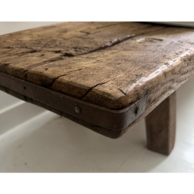 Vintage, Primitive, Rustic Low Wood Coffee Table or Bench For Sale - Image 11 of 12