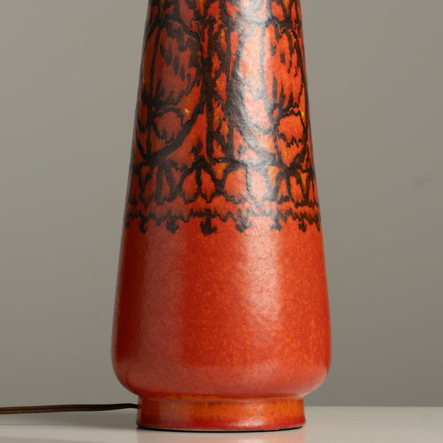 1950s Stunning Ceramic Italian Large Signed Studio Pottery Red Raymor Lamp Bitossi Aldo Londi For Sale - Image 12 of 15