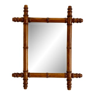 Small French Faux Bamboo Framed Wall Mirror For Sale