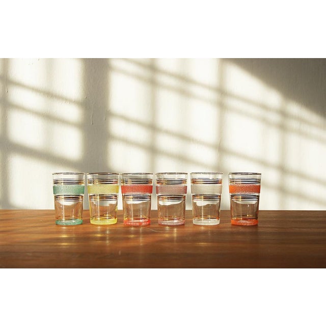 Frost & Gold Bands Glasses, 1950s, Set of 6 For Sale - Image 9 of 10