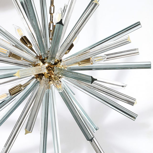 Modernist Hand-Blown Murano Smoked Aquamarine Camer Glass Sputnik Chandelier For Sale - Image 12 of 12
