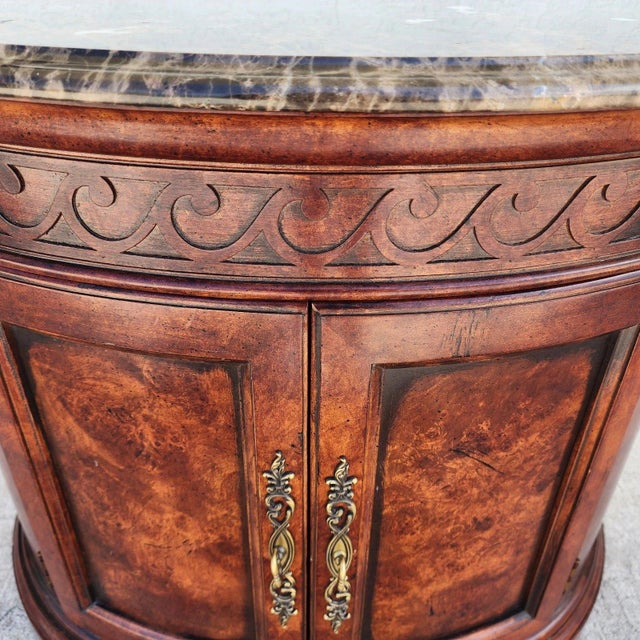 1980s Henredon Style Marble Drum Table For Sale - Image 5 of 11